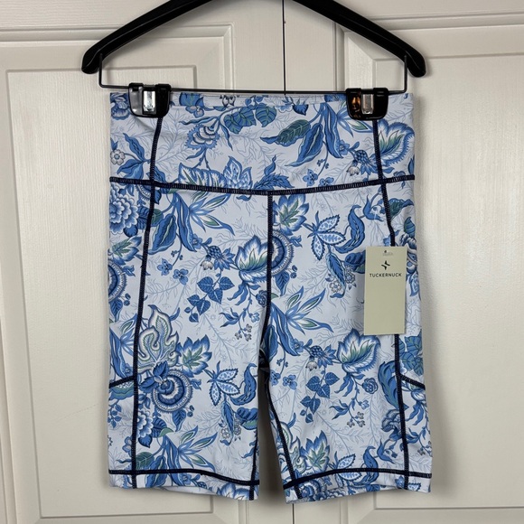 Tuckernuck Pants - NWT Tuckernuck Blue and White Floral Bike Shorts - XS
